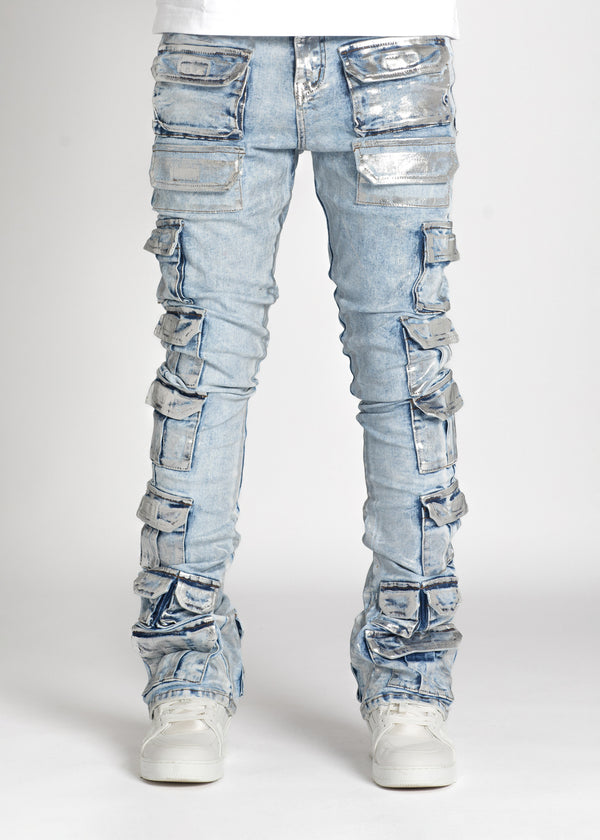 Steel Blue Tactical Stacked Denim - Guapi Clothing