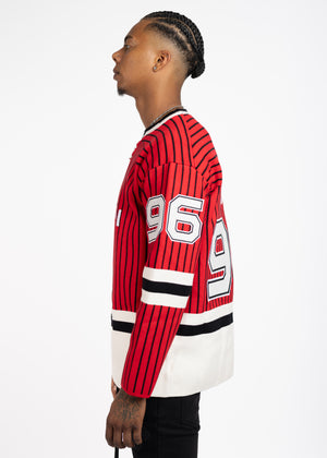 Blood Red Knit Hockey Jersey