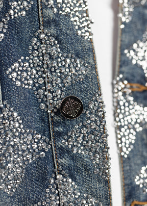 Vintage Blue Embellished Denim Jacket