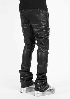 Obsidian Black Logo Leather Pant