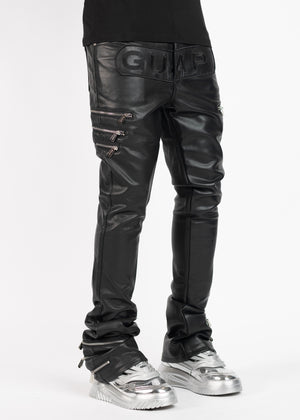 Obsidian Black Logo Leather Pant