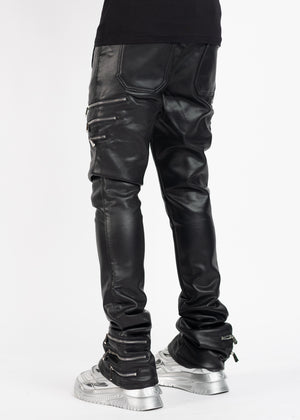 Obsidian Black Logo Leather Pant