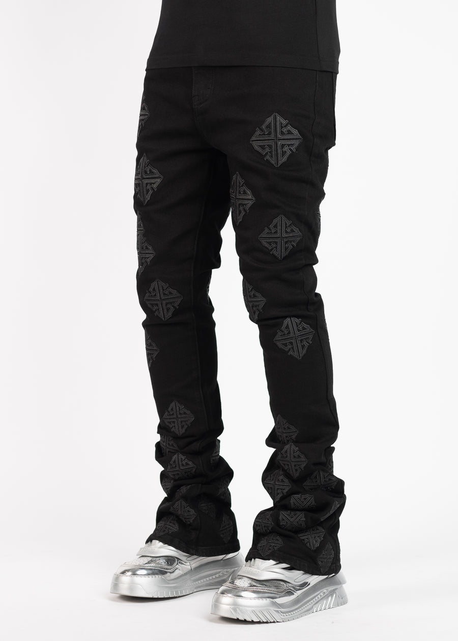 All Black Icon Stacked Denim