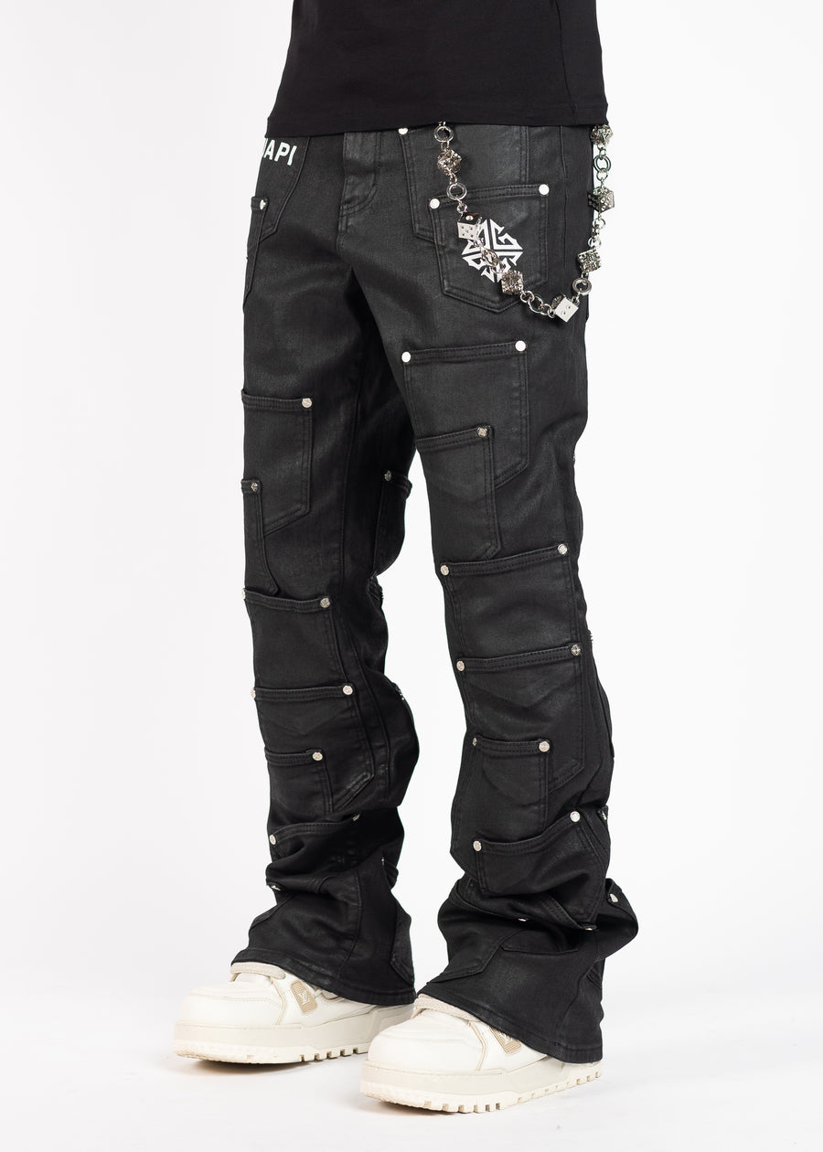 Obsidian Black Dice Flared Denim