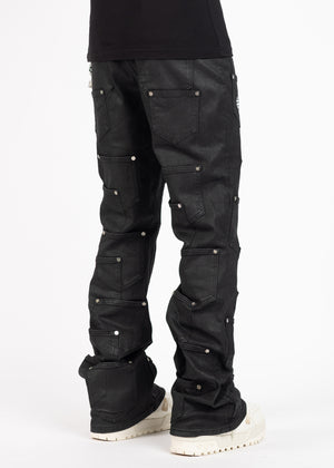 Obsidian Black Dice Flared Denim