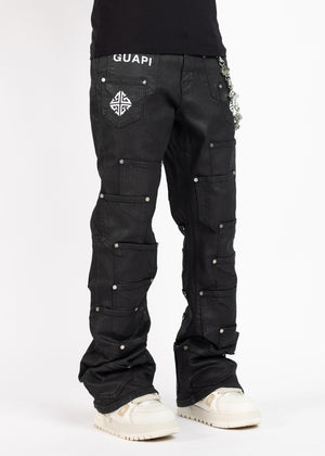 Obsidian Black Dice Flared Denim