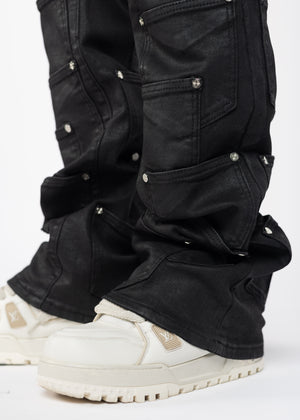 Obsidian Black Dice Flared Denim