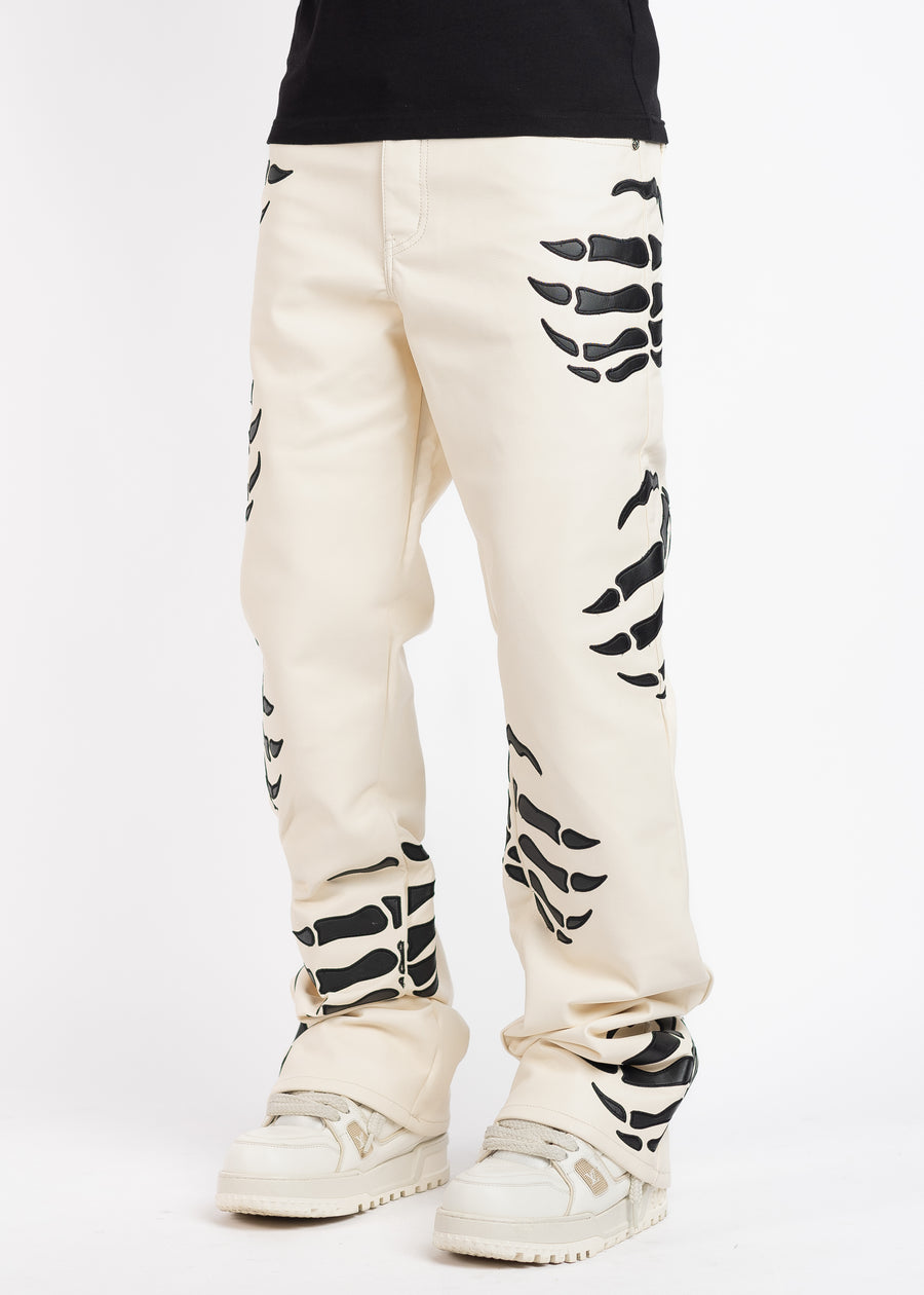 Cream Hell Dragger Leather Pant