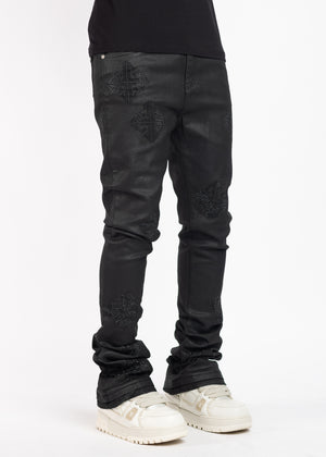 Obsidian Black Icon Embellished Denim