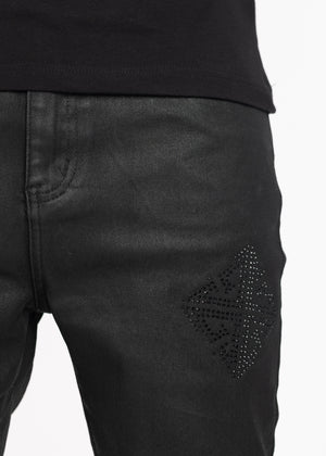 Obsidian Black Icon Embellished Denim