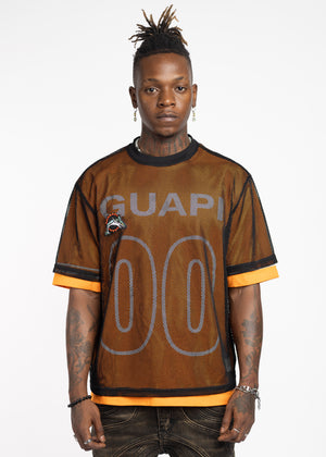 Tiger Orange Mesh Football Tee