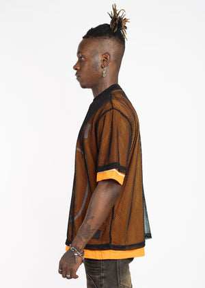 Tiger Orange Mesh Football Tee