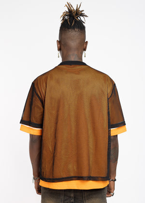 Tiger Orange Mesh Football Tee