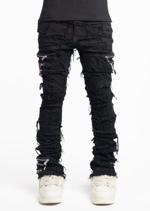 Obsidian Black Distressed Denim