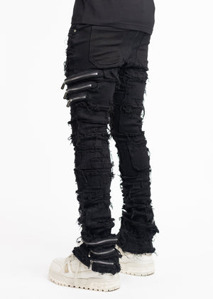 Obsidian Black Distressed Denim