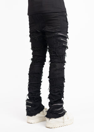 Obsidian Black Distressed Denim