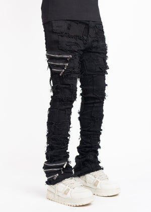 Obsidian Black Distressed Denim