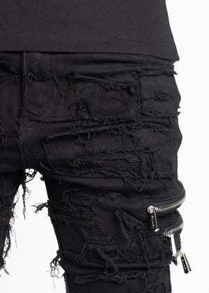 Obsidian Black Distressed Denim