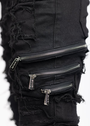 Obsidian Black Distressed Denim