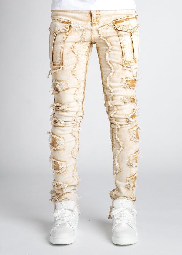 Cream Vintage Stacked Denim - Guapi Clothing