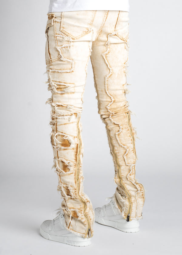 Cream Vintage Stacked Denim - Guapi Clothing