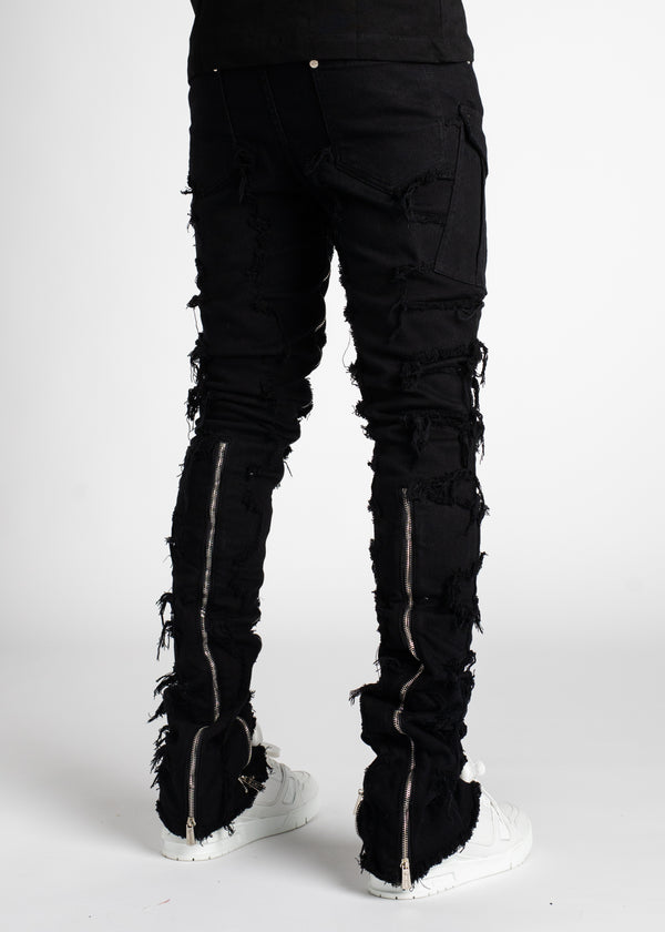 Obsidian Black Stacked Denim - Guapi Clothing