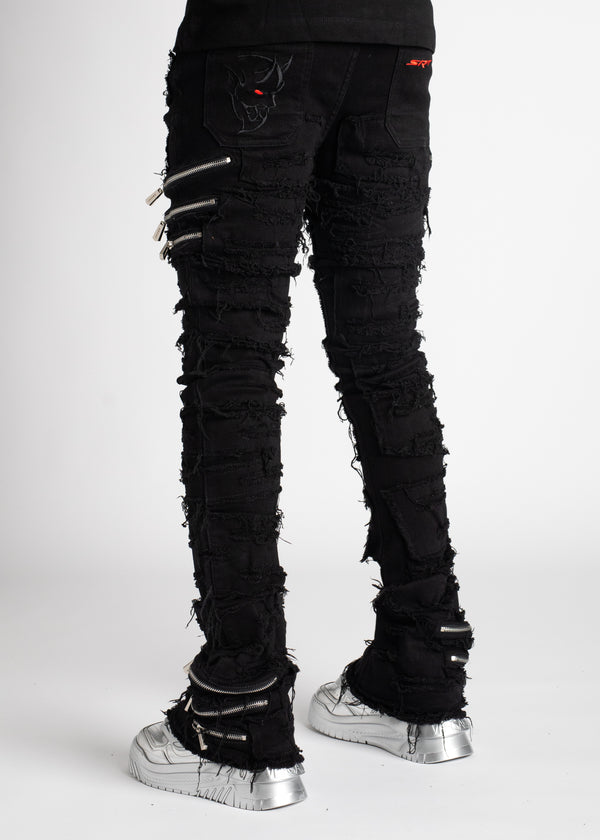 Obsidian Black Demon Stacked Denim - Guapi Clothing