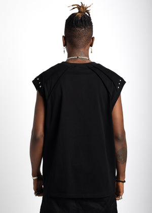 Obsidian Black Sleeveless Logo Tee