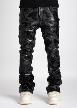 Jet Black Leather Carpenter Denim