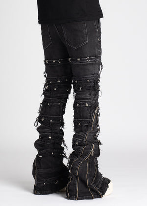 Iron Grey Stacked Piercing Denim