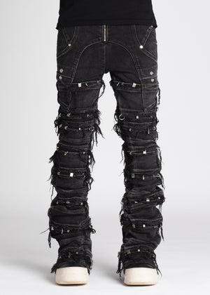 Iron Grey Stacked Piercing Denim