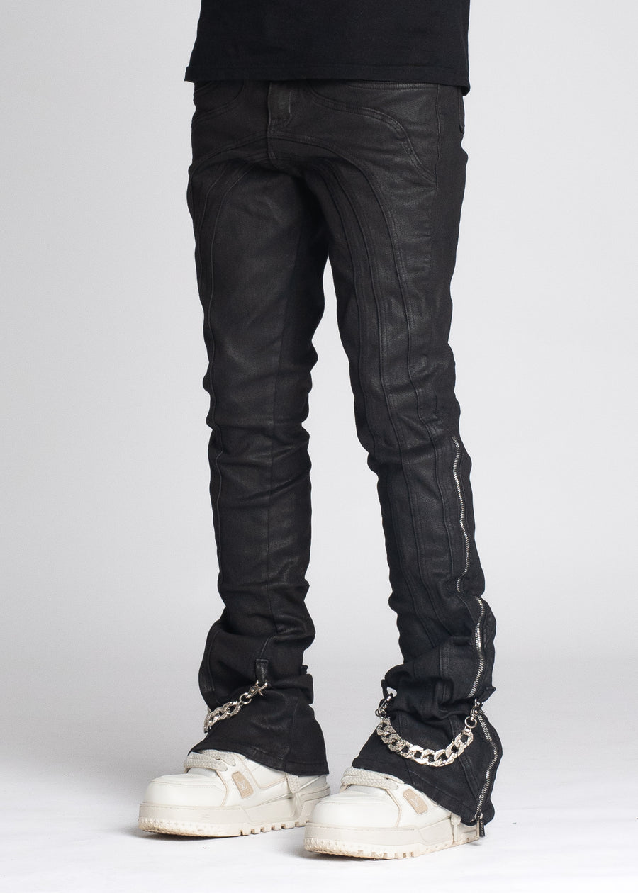 Obsidian Black Waxed Chain Denim