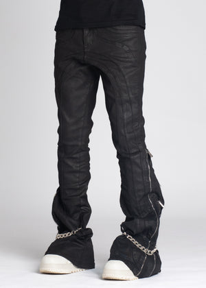 Obsidian Black Waxed Chain Denim