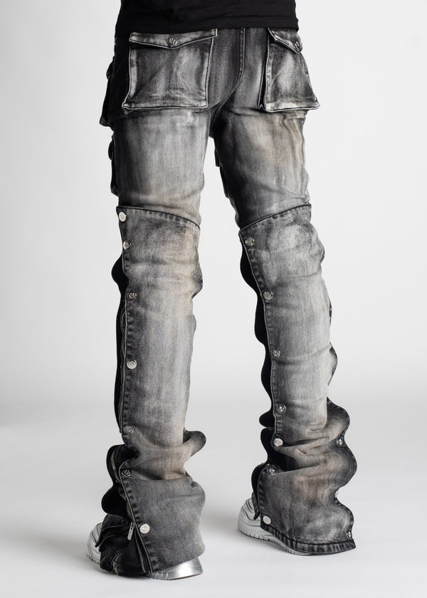 Shadow Grey Stacked Premium Denim - Guapi Clothing