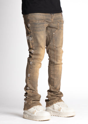 Copper Embellished Stacked Denim