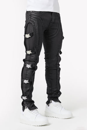 Obsidian Black Buckle Denim