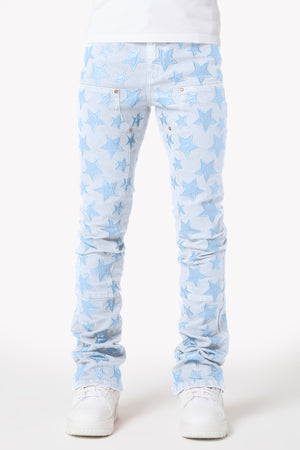 Aqua Blue Stars Denim