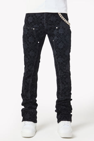 All Black Monogram Velour Denim