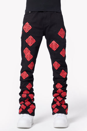 Crimson Icon Stacked Denim