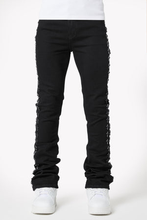 All Black Crosses Embellished Denim