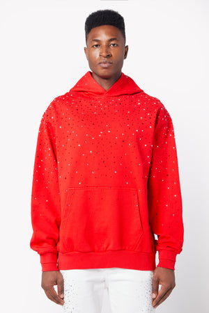 Blood Red Embellished Hoodie