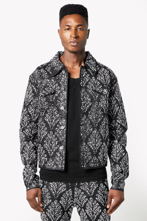 Obsidian Black Embellished Denim Jacket V2