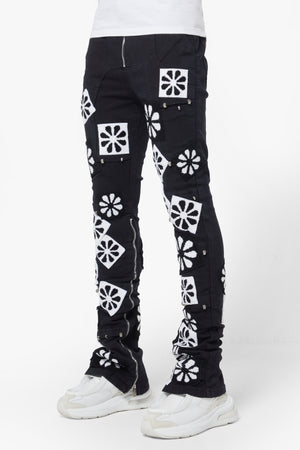 Obsidian Black Flowers Denim