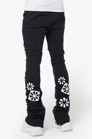 Obsidian Black Flowers Denim