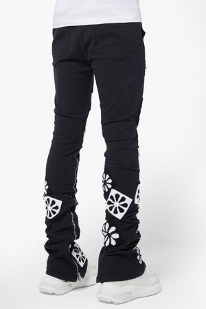 Obsidian Black Flowers Denim