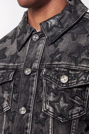 Obsidian Black Stars Denim Jacket