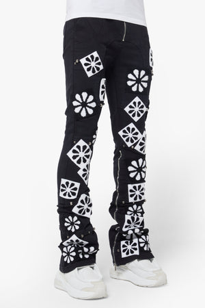 Obsidian Black Flowers Denim