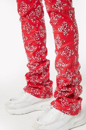 Blood Red Embellished Denim