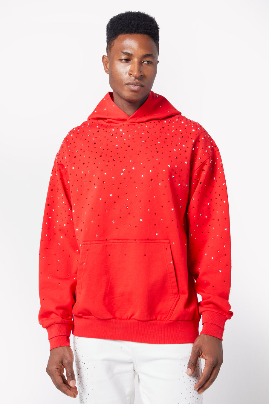 Blood Red Embellished Hoodie