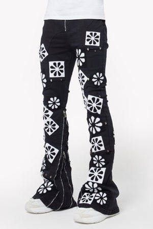 Obsidian Black Flowers Denim